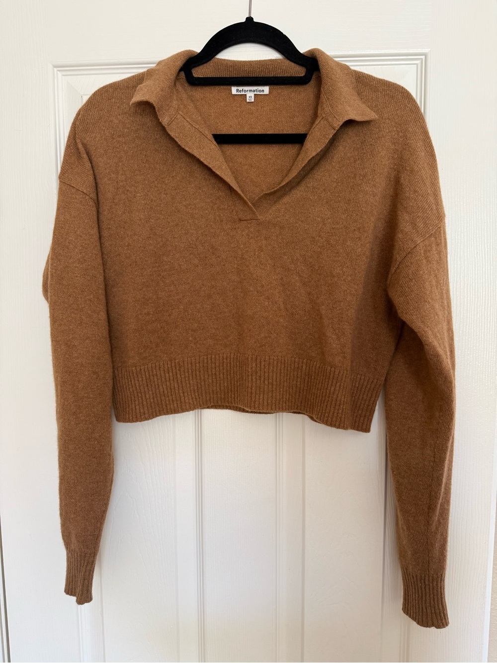 Reformation Cashmere Polo Sweater - Camel